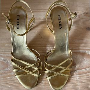 Gold Prada 39 heels
